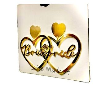Bride earrings dangle wedding love new with tags hold tone hearts celebration